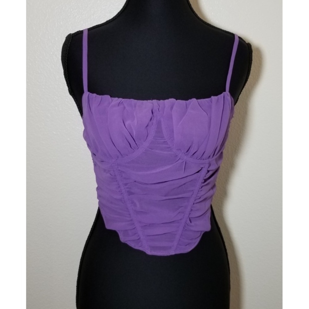 Forever 21 Womens Small Purple Bustier Corset Crop Top Fairy Romantic Sheer NWOT